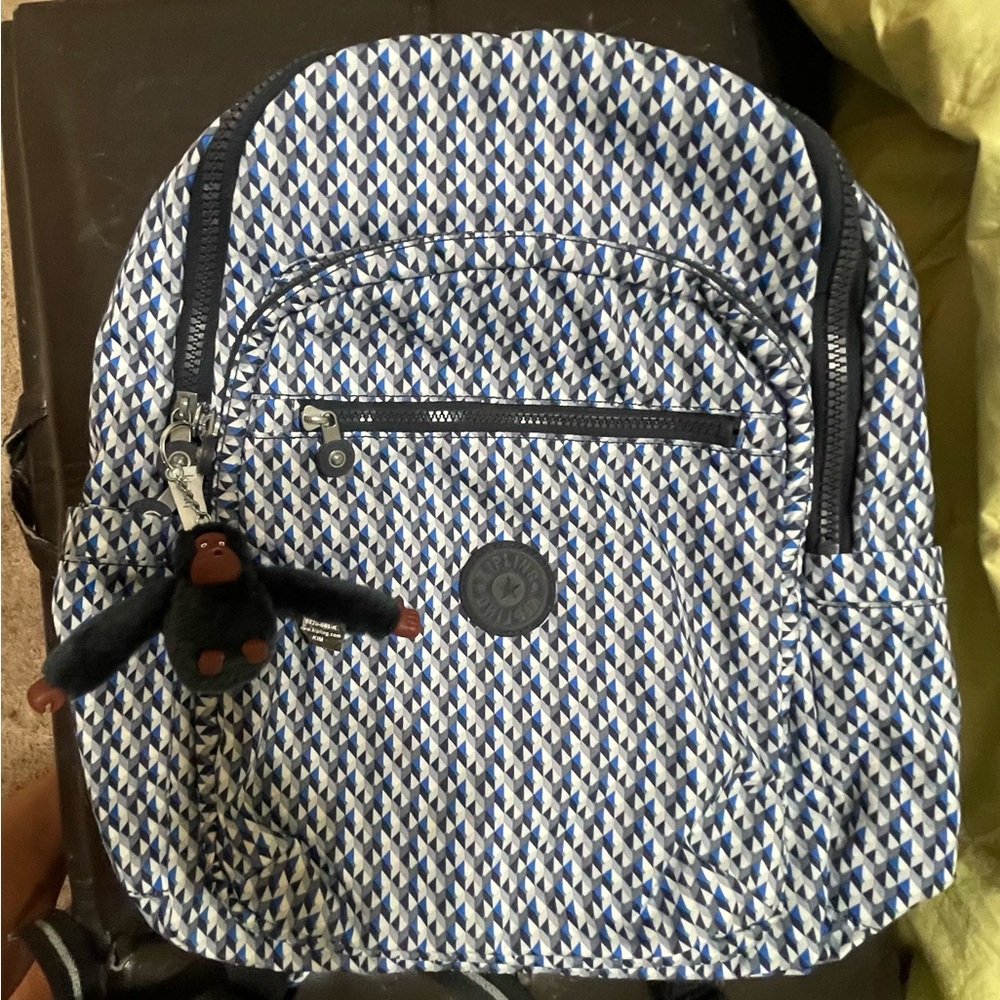 Kipling Backpack Geometric Blue and White Backpack